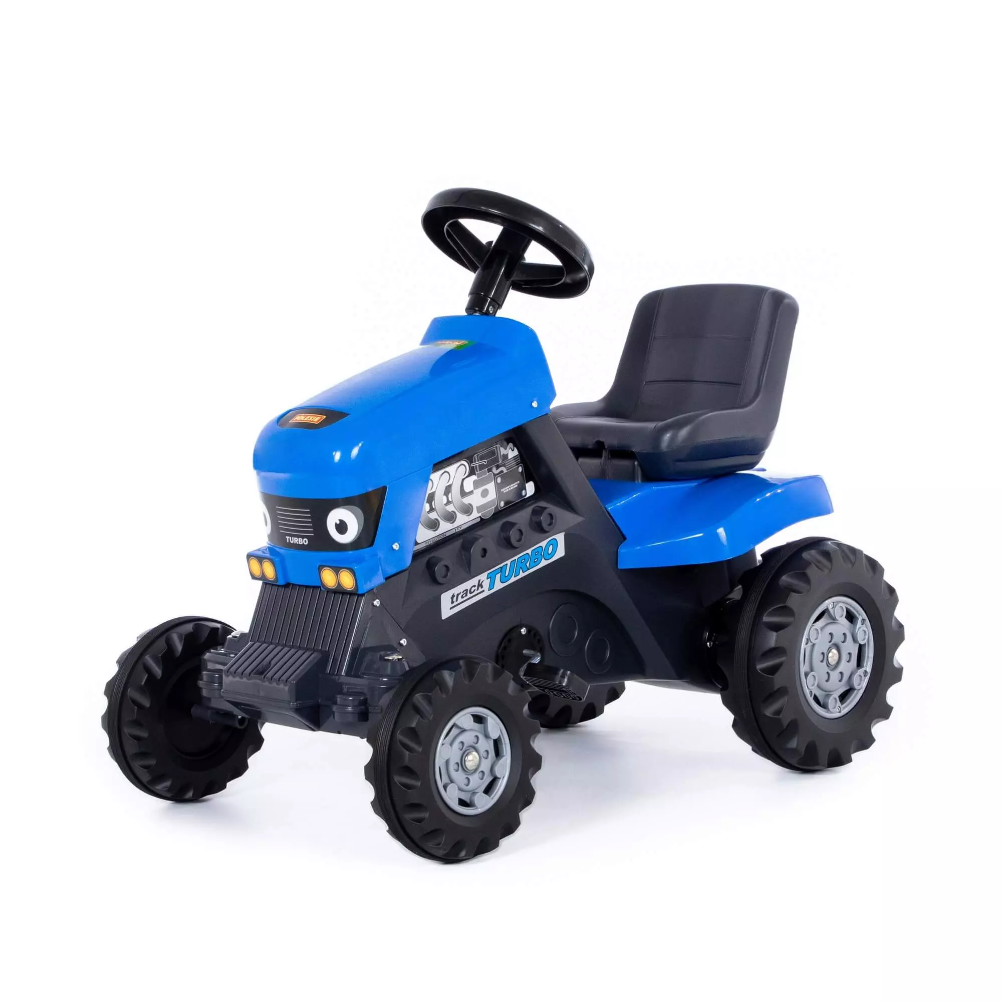Каталка-трактор Полесье с педалями Turbo синий 84620