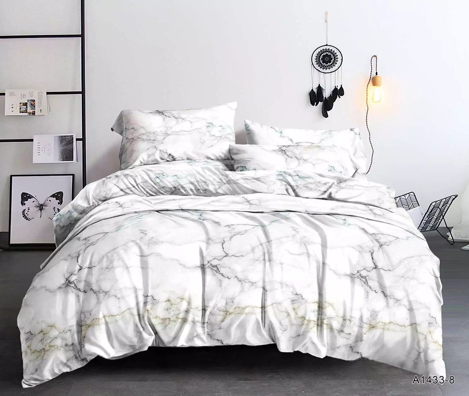 Постельное бельё 1,5 полисатин с наволочками 70*70 см 2 шт мрамор 2 Бояртекс