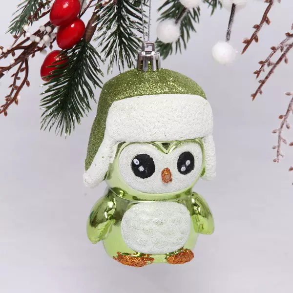 Елочная игрушка Новогодний Пингвин 7*6*11 см, зеленый 916-0697