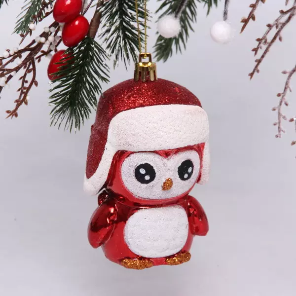 Елочная игрушка Новогодний Пингвин 7*6*11 см, красный 916-0693