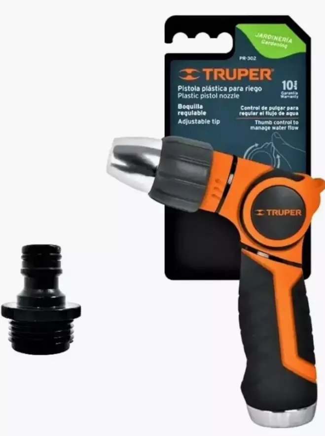 Пистолет-распылитель для полива + коннектор 8-режимов Truper PR-302, 17480/1