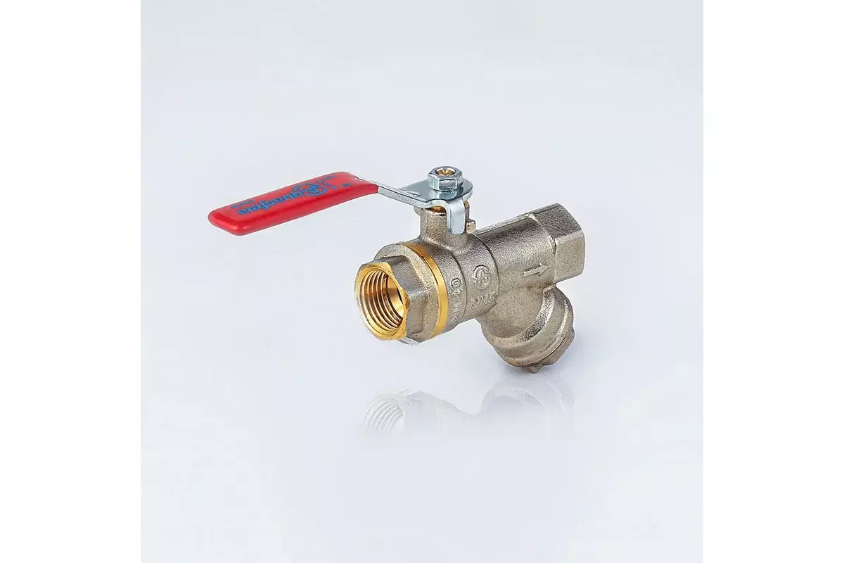 Кран-фильтр шаровой полнопроходной 3/4&quot; ВР, никель, рычаг красный, Aquasfera 1014-02