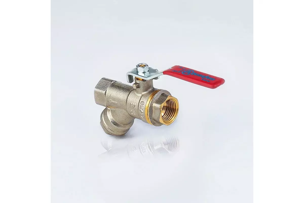 Кран-фильтр шаровой полнопроходной 3/4&quot; ВР, никель, рычаг красный, Aquasfera 1014-02