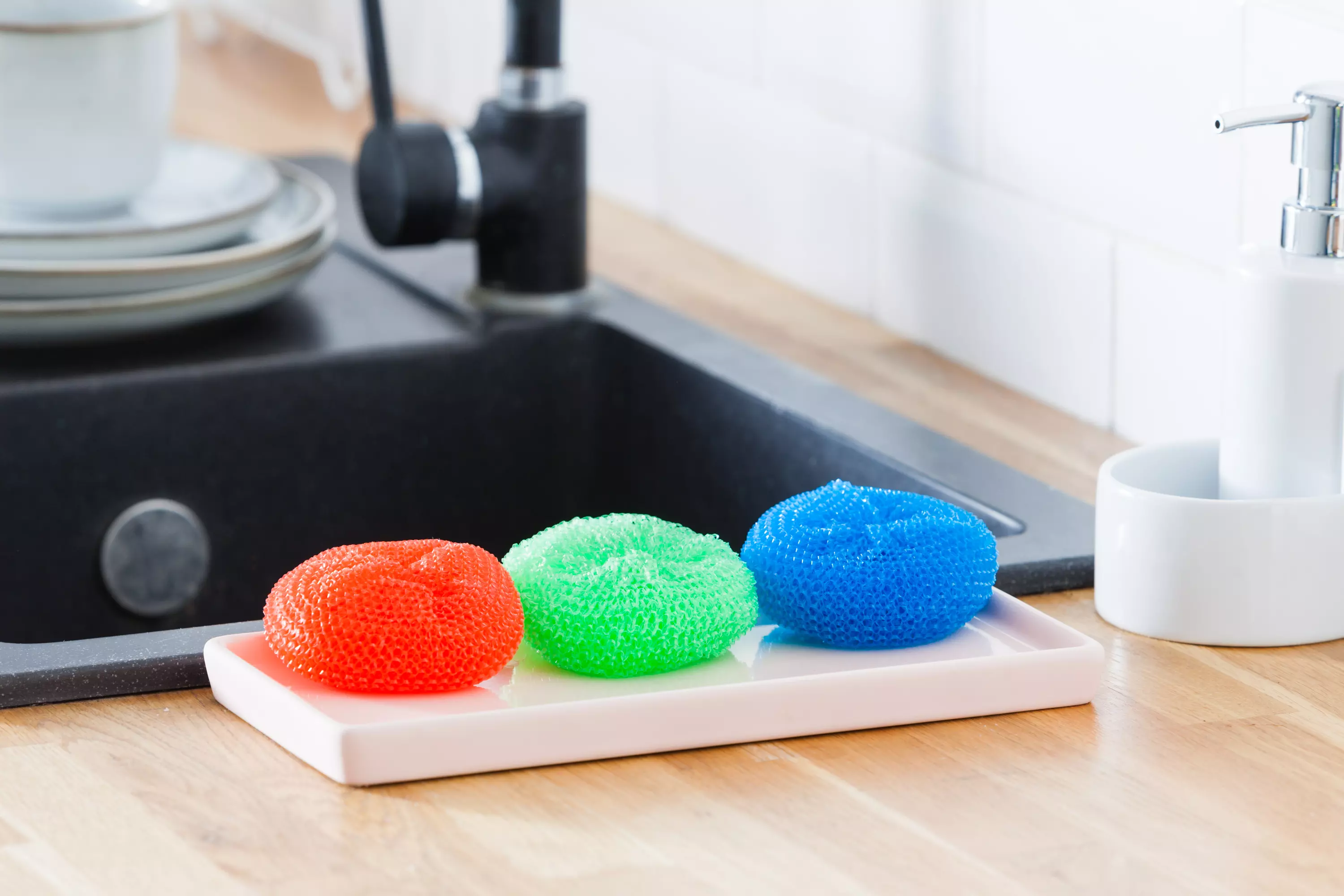 Мочалка для посуды, из пластика 3 шт.001010