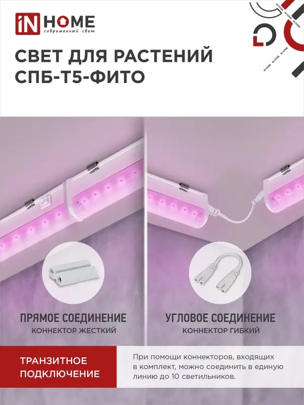 Cветильник для растений 15Вт 870мм красно-синий спектр с выключателем IN HOME 4690612033105