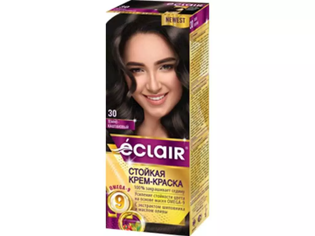 Краска для волос ЕCLAIR с маслом OMEGA 9 3.0 Темно-каштановый