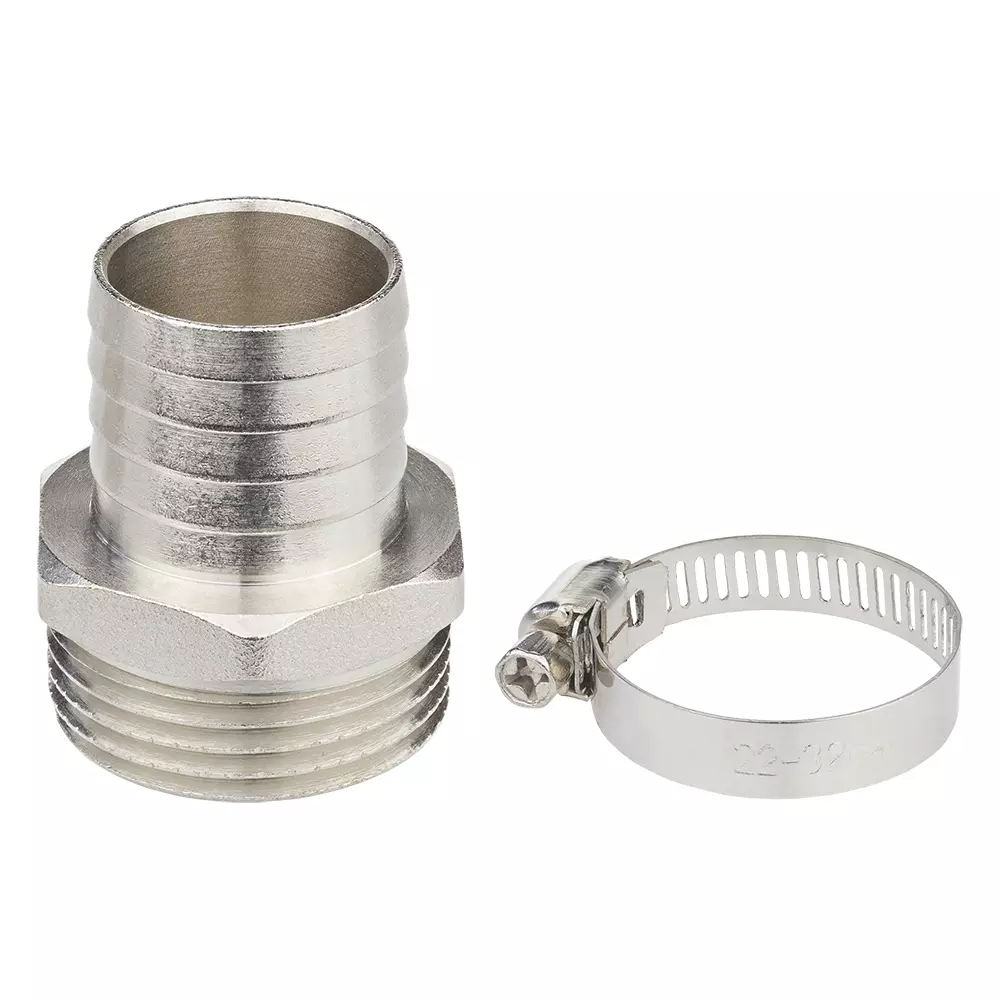 Комплект для подключения шланга 1&quot;латунь НР 1&quot; (штуцер + хомут) MPF ДС.020041