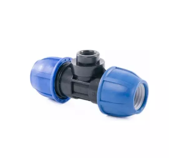 Тройник ПНД с резьбой 25x1/2&quot; ВР, компрессионный, PN16, RTP 11605