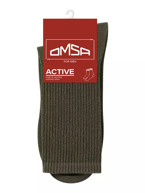 Носки мужские спорт OMSA ACTIVE 116 с высокой резинкой Милитари р-р 23-25