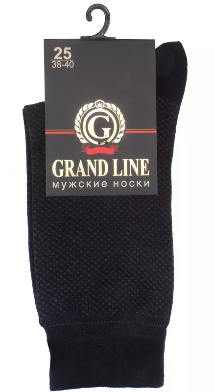 Носки мужские р-р 25 GRAND LINE М-152, точки графит