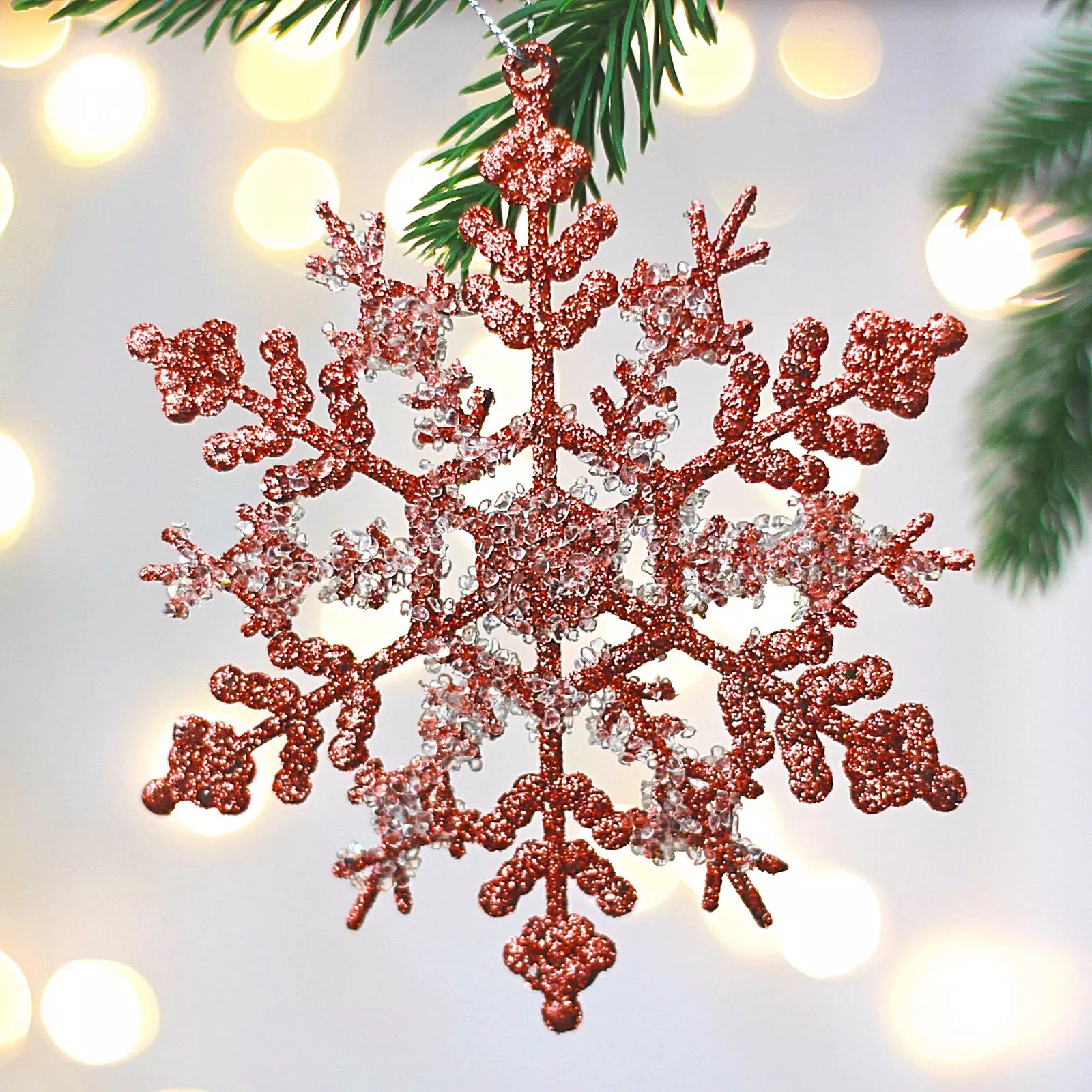 Елочное украшение Снежные узоры зимы 11 см янтарь 916-0973