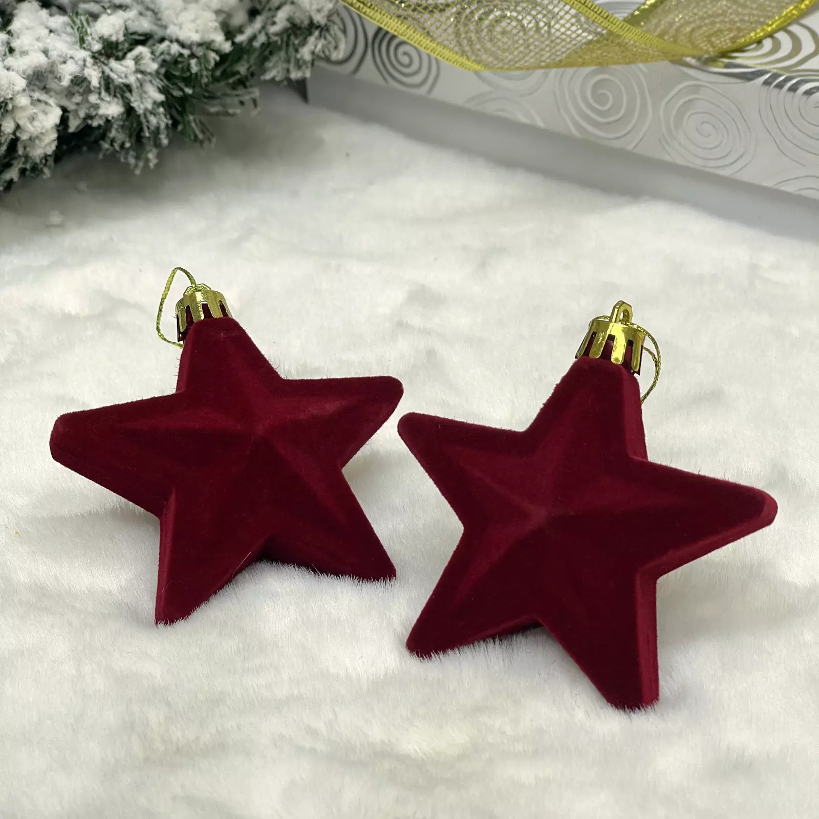 Елочные украшения Velour Звезда 8 см (2 шт) рубин 201-4576
