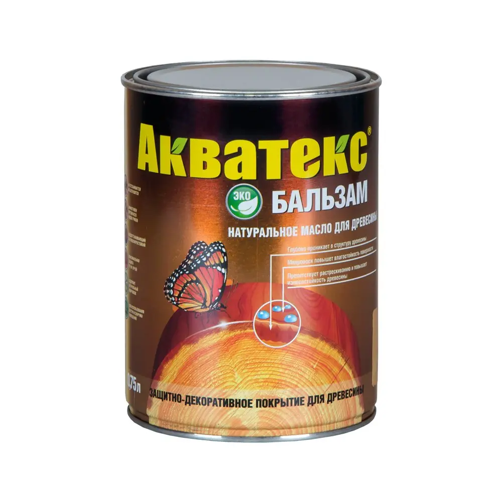 Масло натуральное для древесины Акватекс-бальзам 0,75 л тик