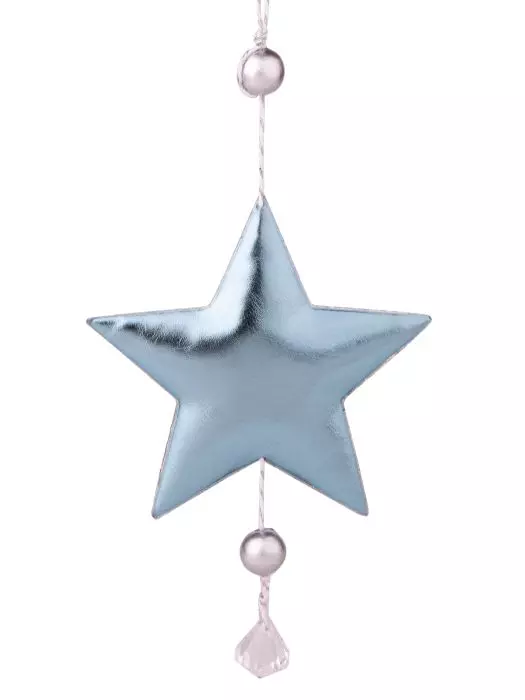 НГ подвесное украшение Блестящая голубая звездочка из полиуретана / 10,5x1,5x28см 86364