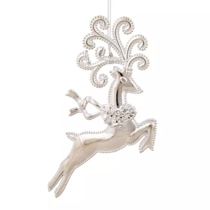 Новогоднее подвесное украшение Косуля в серебре из полипропилена / 1,5x10,8x12см 89041