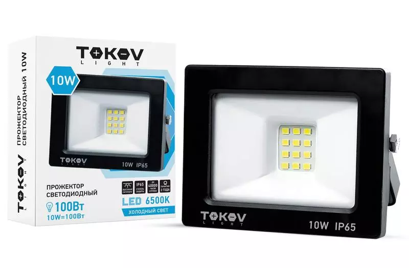 Прожектор светодиодный 220В 10Вт 6500К IP65 черный TOKOV ELECTRIC TKL-FL/LED-10-6.5K-IP65