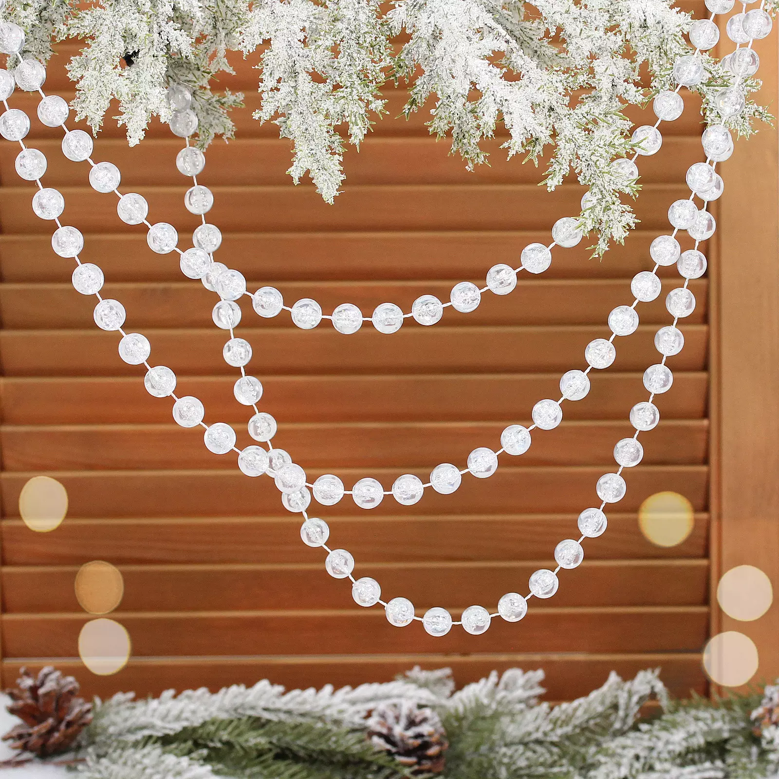 Бусы на елку 2 м Волшебная капля d 14 мм прозрачный 259-233