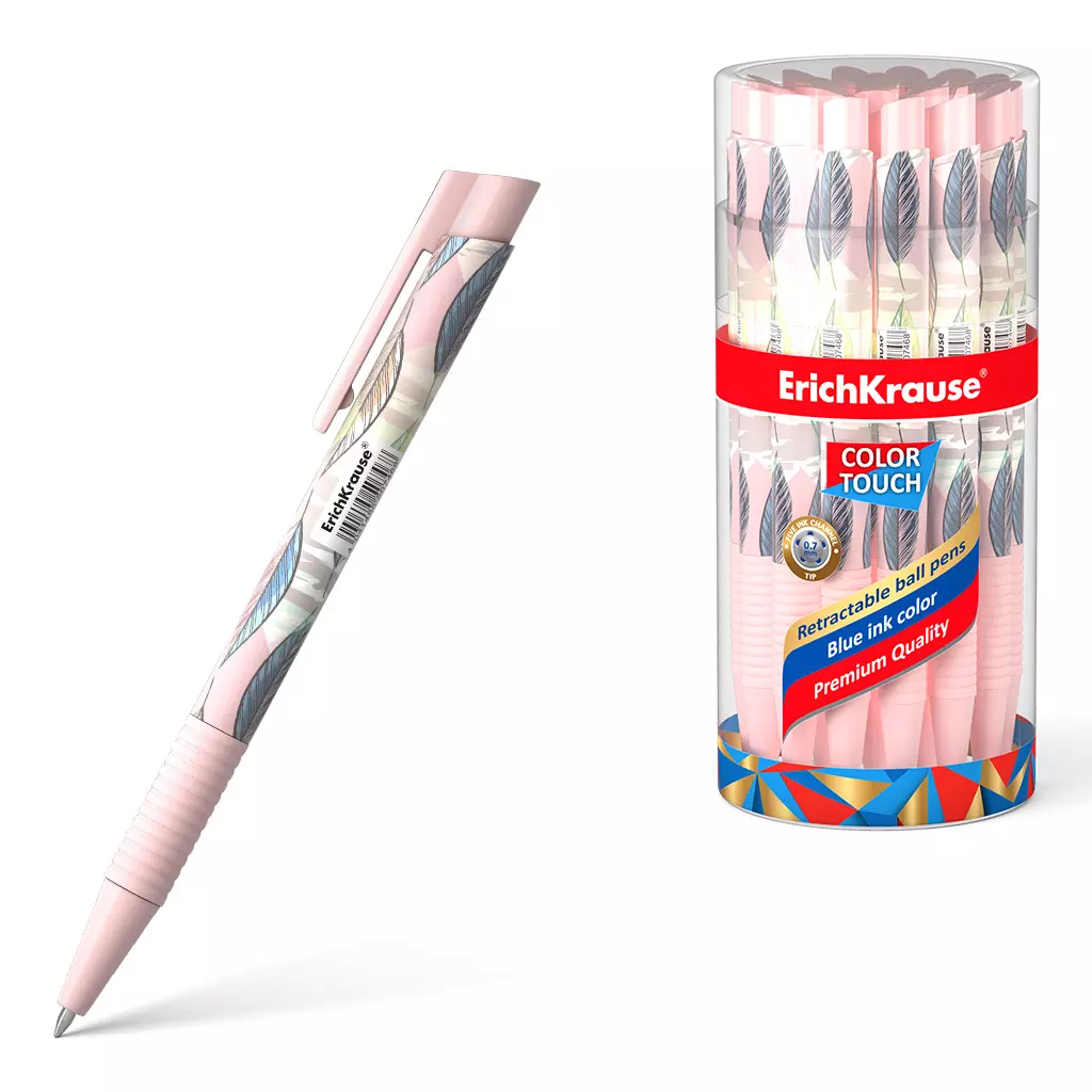 Шариковая ручка автоматическая ErichKrause 50746 ColorTouch Flora, чернил синий