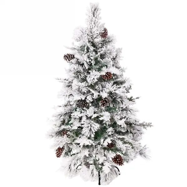 Искусственная елка 1,5 м, Кружевница, ПВХ+Леска с Шишками белая снежная посыпка