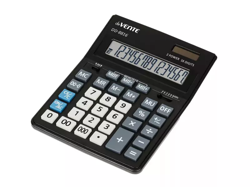 Калькулятор настольный DD-8816, 155x205x35 мм, 16 разрядный, двойное питание, deVENTE 4031307