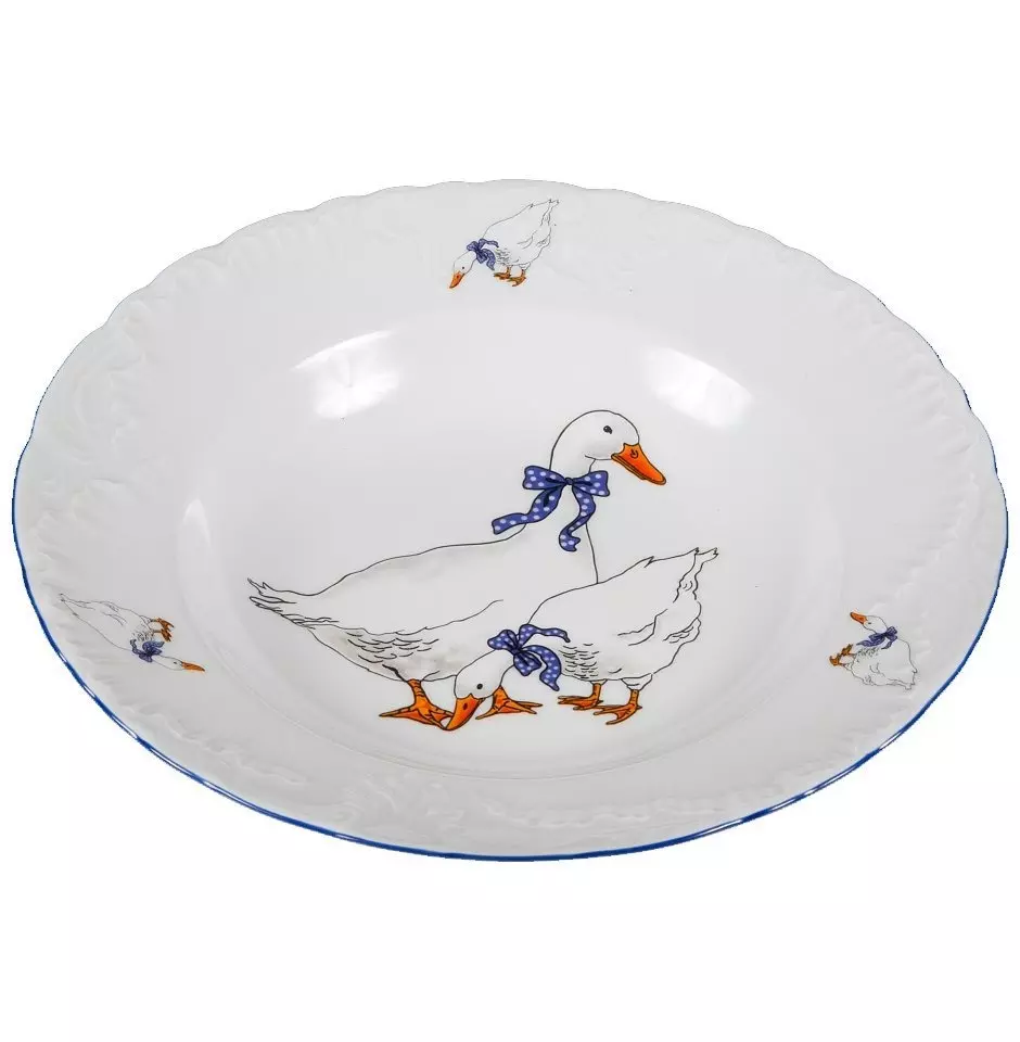 Тарелка глубокая 22,5 см Rococo "Гуси" , фарфор, OMD666-Рококо-10