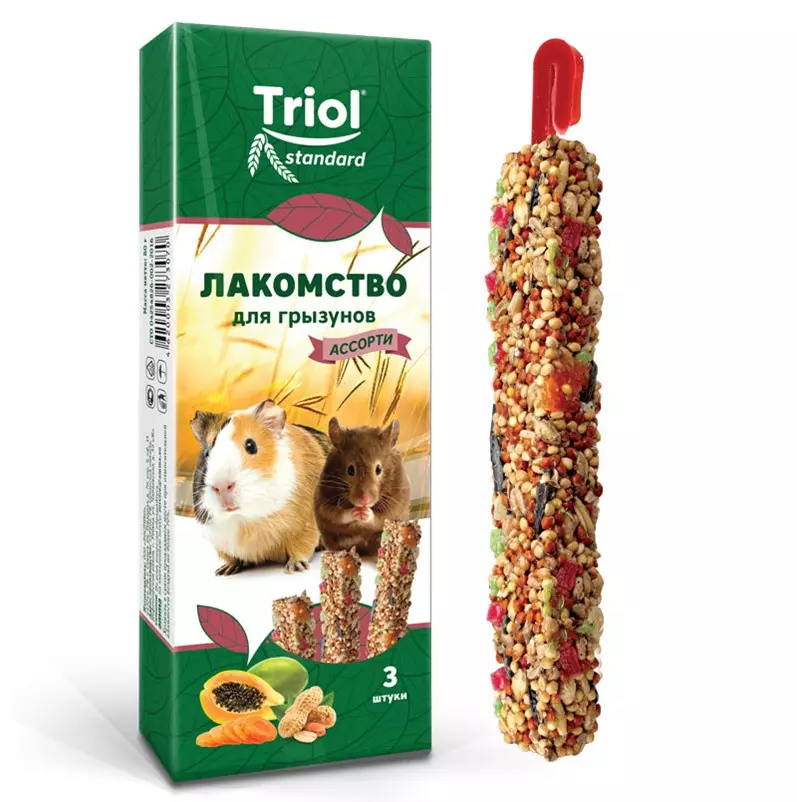 Лакомство для кроликов и морских свинок с фруктами 100г Triol Standard