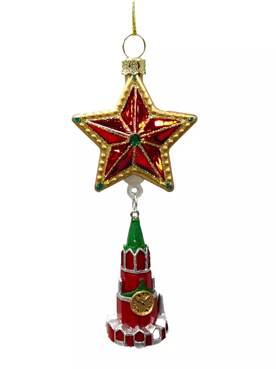 Новогоднее подвесное украшение из стекла и полирезины / 4,7x2,5x11,5см 95556