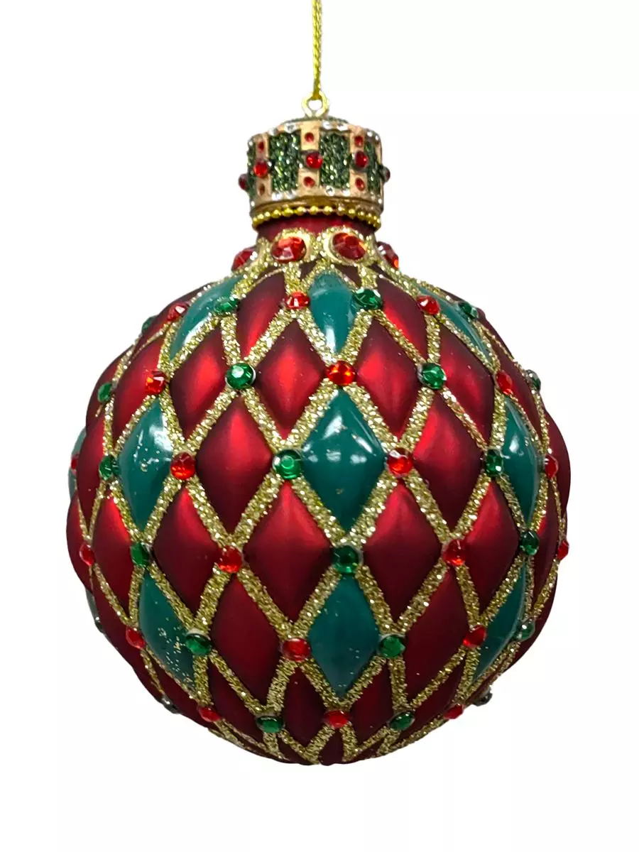 Новогоднее подвесное украшение из стекла и полирезины / 8x8x10,8см 95564