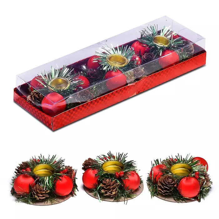 Новогодний подсвечник 8 см (3 шт) Чудеса S2680