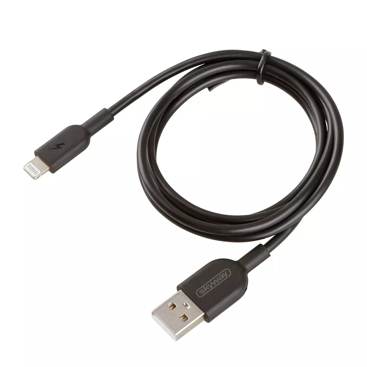 Кабель SKYWAY S09601006 USB - Lightning 10W черный в пакете 1м