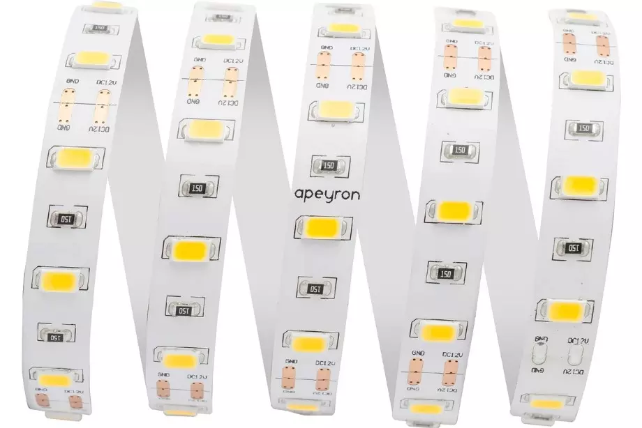 Светодиодная лента 12В 9,6Вт/м 1400Лм/м 3000К 3м 10мм CRI&gt;80 SMD5630 60шт/м IP20 Apeyron 202BL