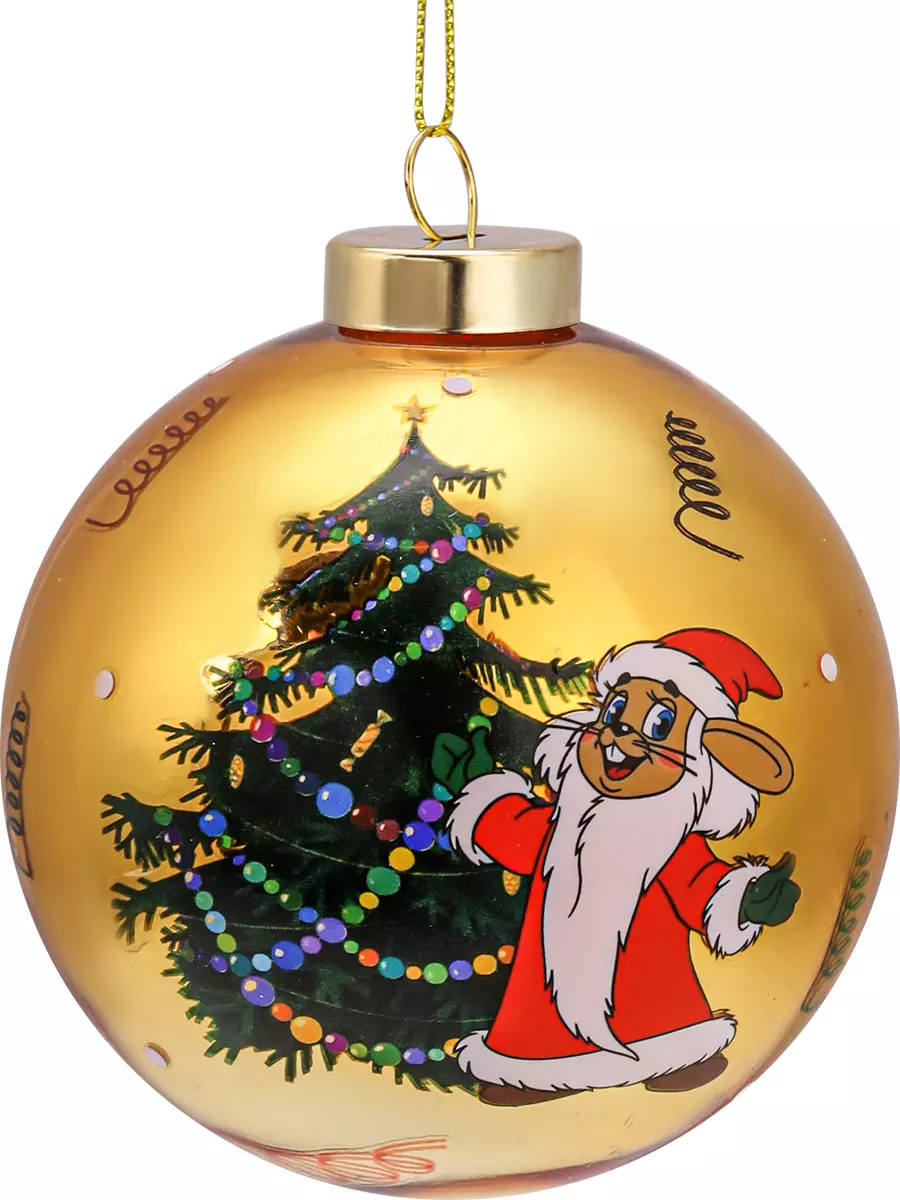 Елочный шар стекло Ну-Погоди! Заяц и Волк 8 см Miland НУ-2930