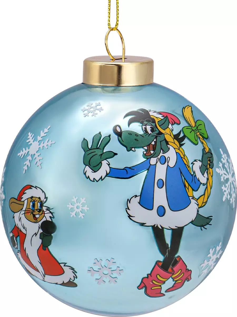 Елочный шар стекло Ну-Погоди! Новогодние Заяц и Волк 8 см Miland НУ-2929