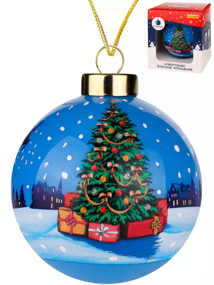 Елочный шар стекло Праздничная елочка 8 см Miland НУ-7611
