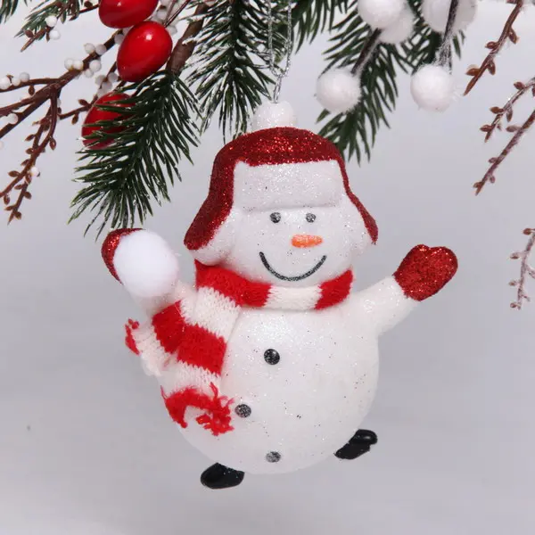 Елочная игрушка Новогодний снеговик 9,5*6,5*11 см, красный 916-0795