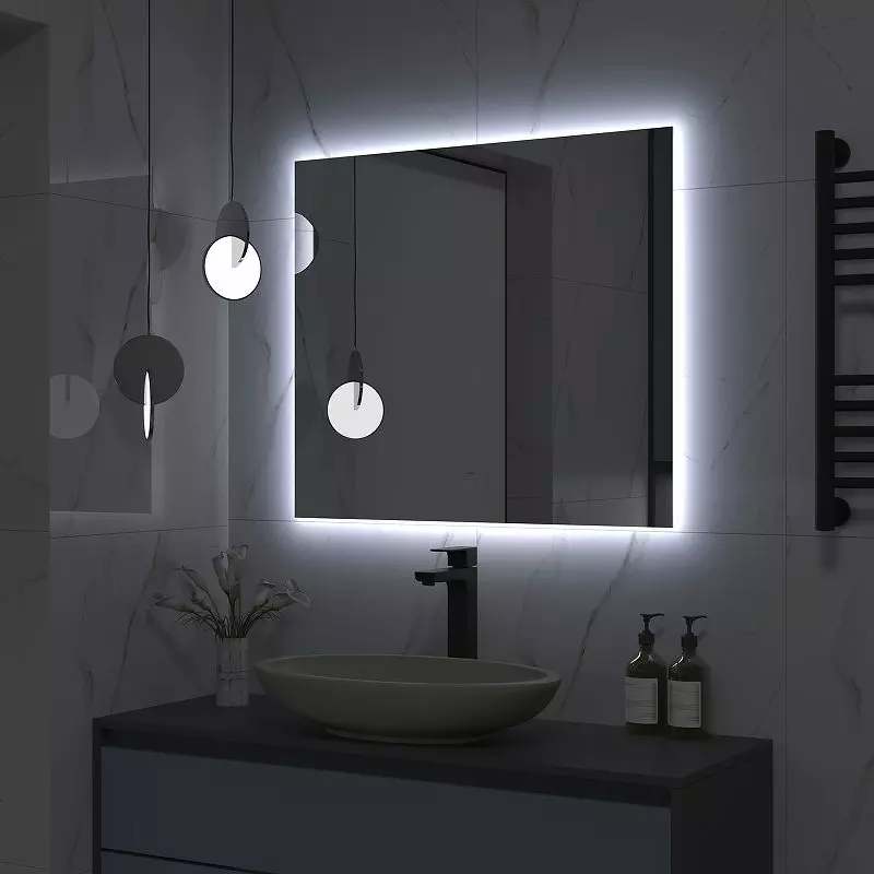 Зеркало в ванную 80х70 см Континент Trezhe Led теплая подсветка, сенсор