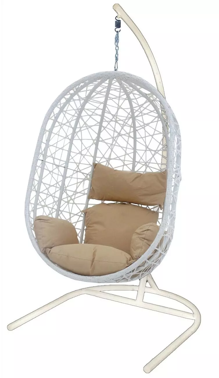 Кресло подвесное Кокон XL D52-МТ002 цв.корзины белый, цв.подушки бежевый Garden story