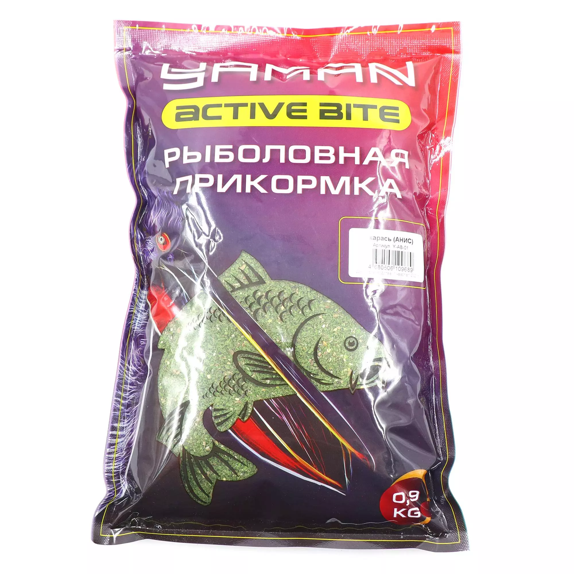 Прикормка Yaman Active Bite Карась (конопля), цв. зелёный, 900 г