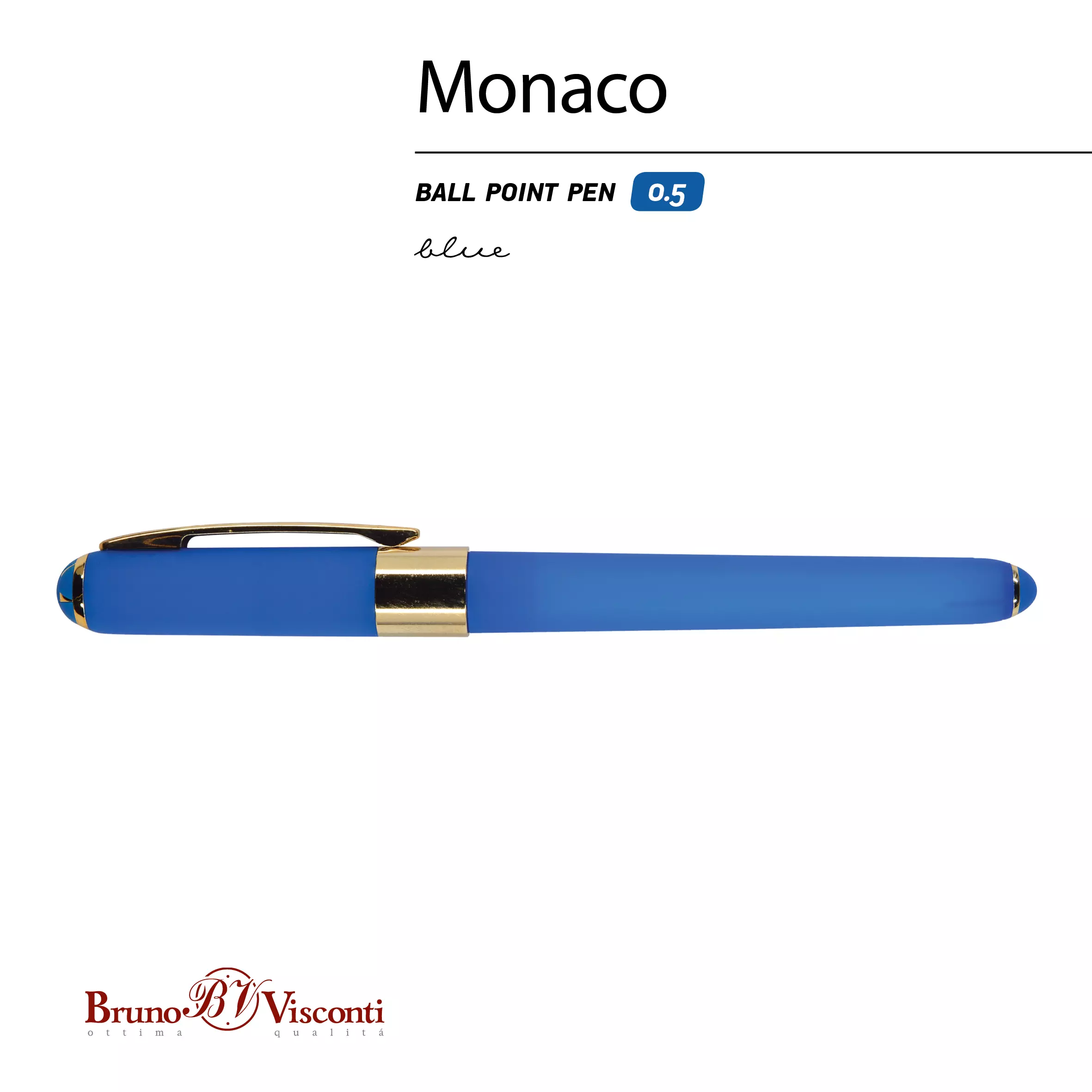 Ручка шариковая синие чернила BrunoVisconti Monaco ярко-синий корпус 20-0125/09