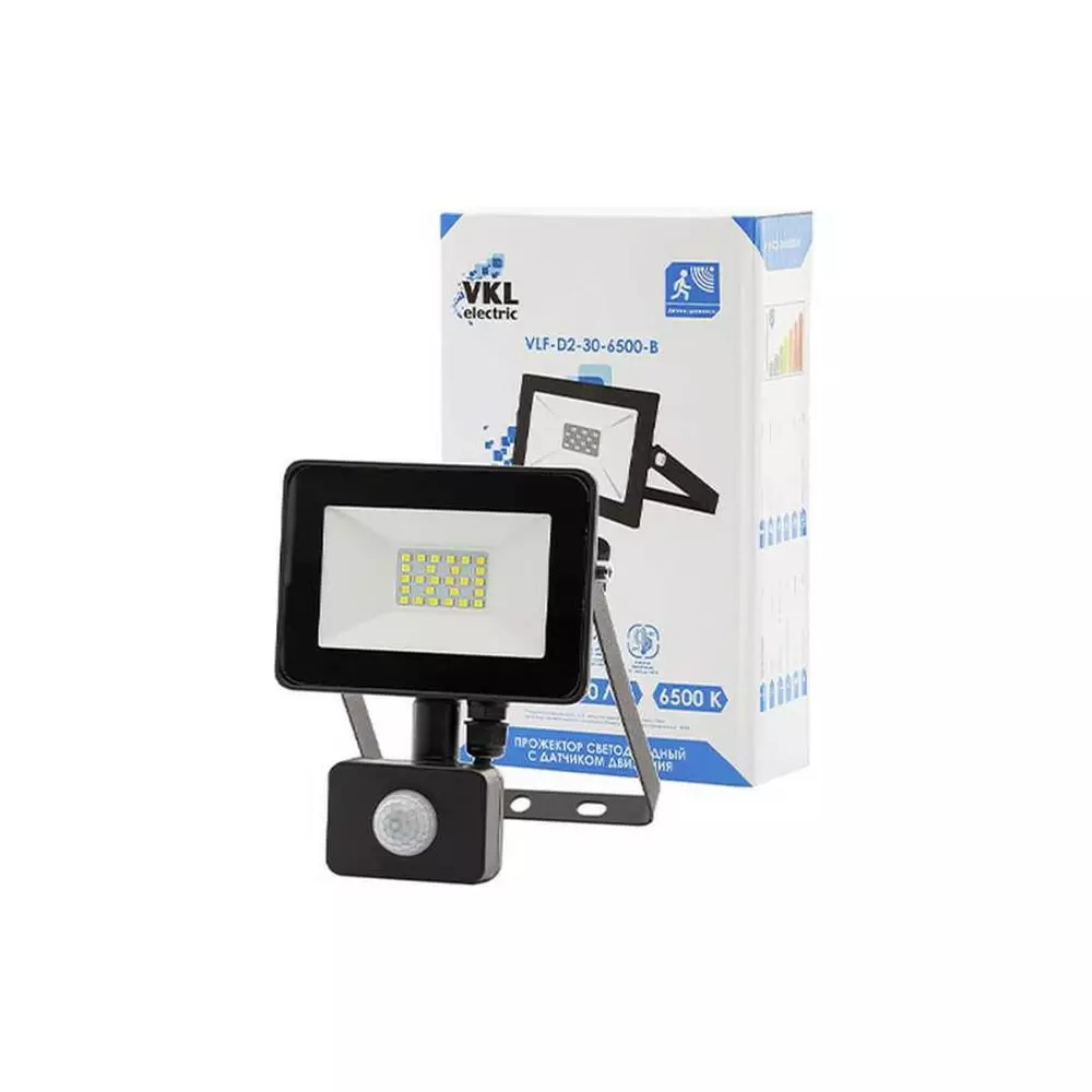 Прожектор светодиодный 220В 30Вт 6500К IP65 с датчиком VKL electric 1208277