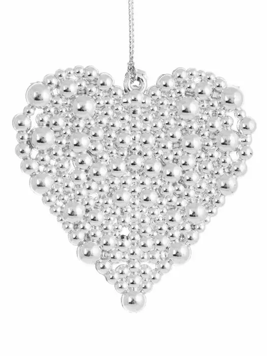 Новогоднее подвесное украшение Сердечко в серебре из полипропилена / 1x8x8см 89055