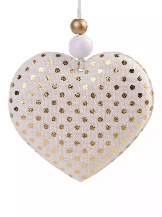НГ подвесное украшение Сердце с золотыми кружочками из ткани / 8,5x1,5x8см 89499