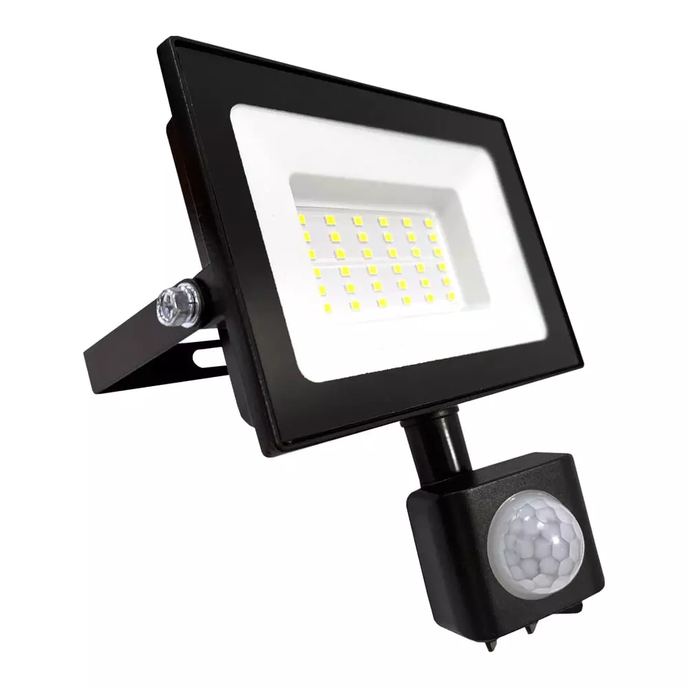 Прожектор светодиодный 220В 50Вт 6500К с датчиком черный IP65 VKL electric 1208724