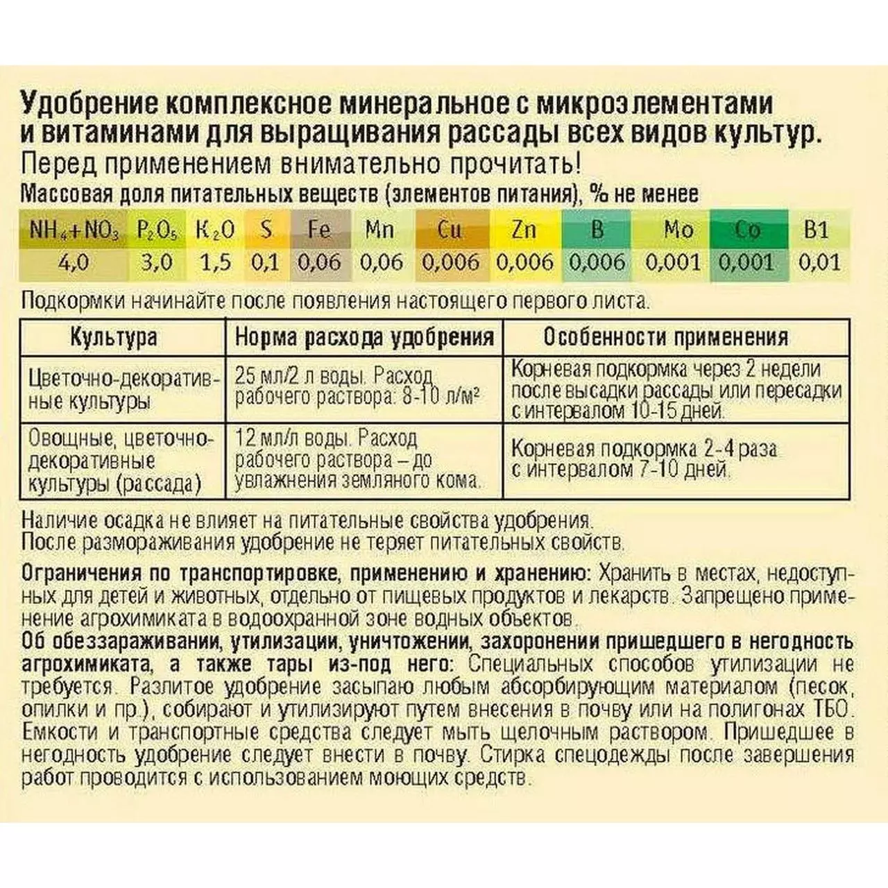 Удобрение для рассады 250 мл минеральное Крепыш