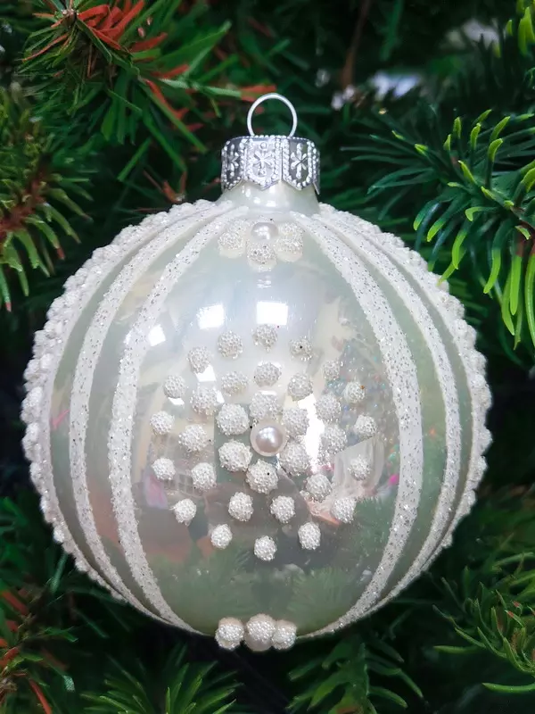 Елочный шар стекло Бисерный узор 8 см Коломеев КУ-80-3/17