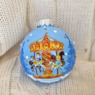 Елочный шар стекло Веселая карусель 8 см Коломеев КУ-80-244004/1