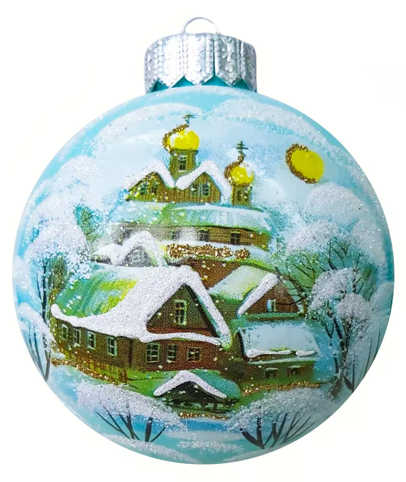 Елочный шар стекло Волшебная зима-2 10 см Коломеев КУ-100-213010