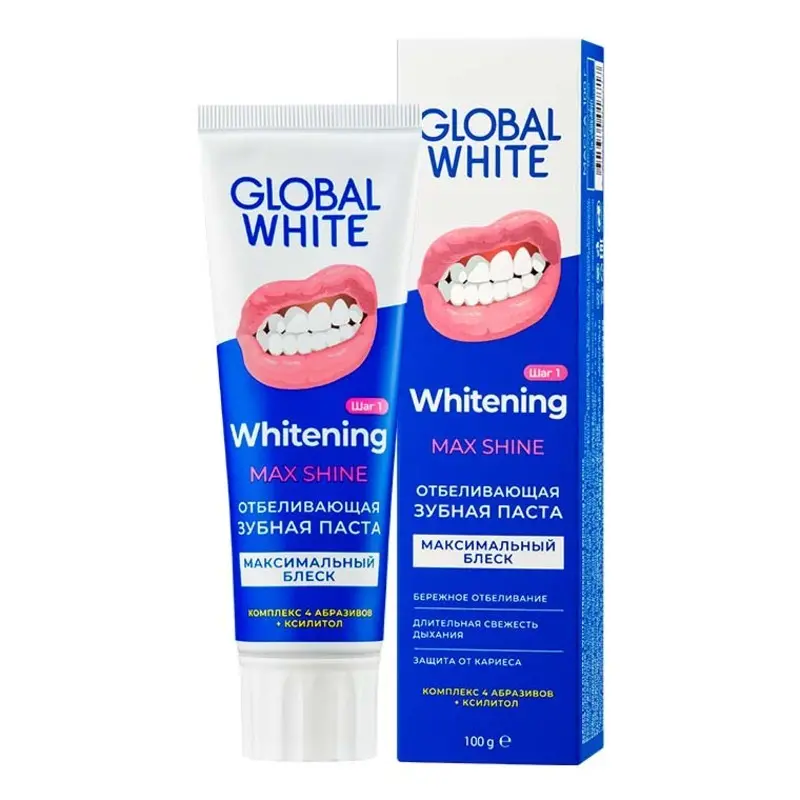 Зубная паста отбеливающая GLOBAL WHITE max shine 100г