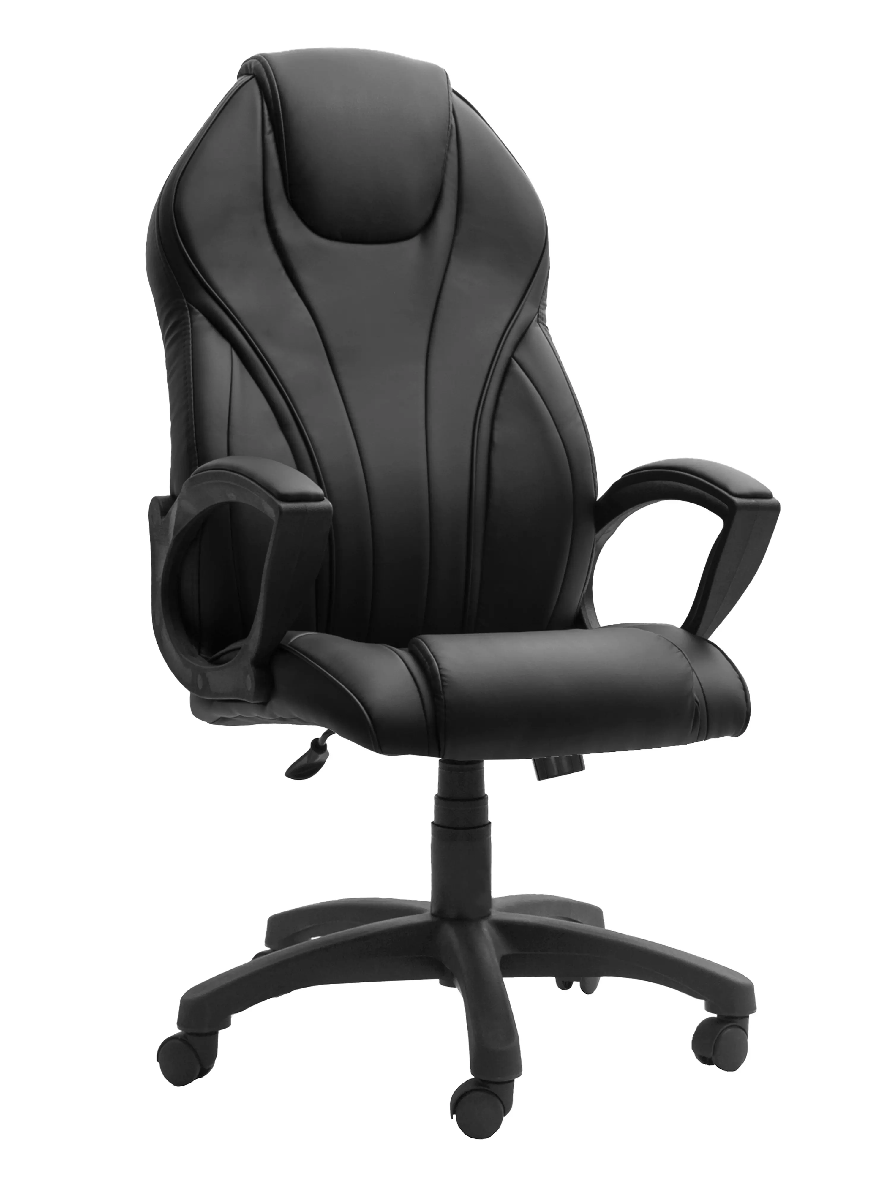 Кресло компьютерное Фортуна 5, экокожа, черное, механизм качания топ-ган, арт 77