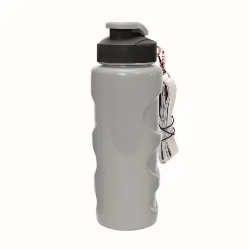 ###Бутылка для воды с ремешком 500 мл HEALTH and FITNESS, anatomic, серый КК0420